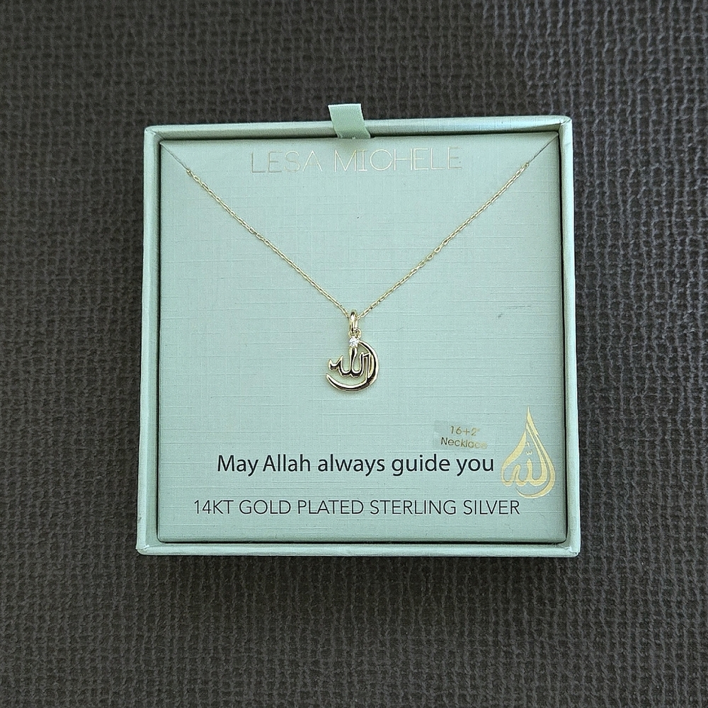 Lesa Michele "Allah"🕌 Crescent Moon and Star☪️ Pendant Necklace - NIB - Picture 3 of 16